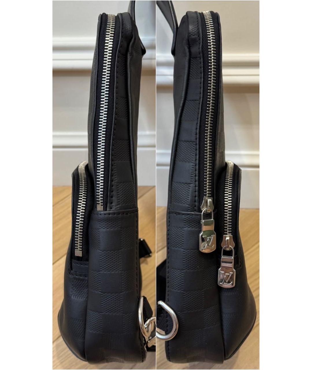 LOUIS VUITTON Черная кожаная сумка на плечо, фото 5