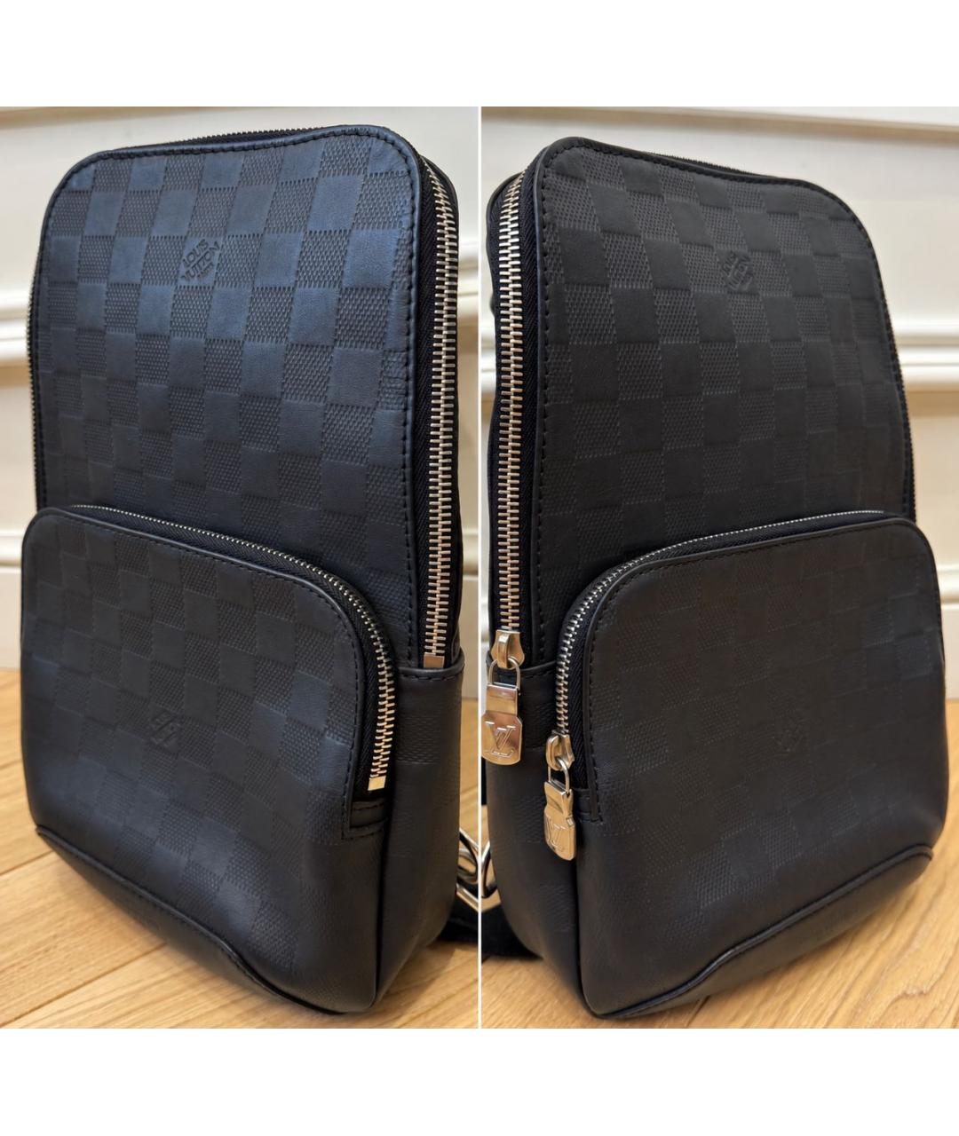 LOUIS VUITTON Черная кожаная сумка на плечо, фото 3