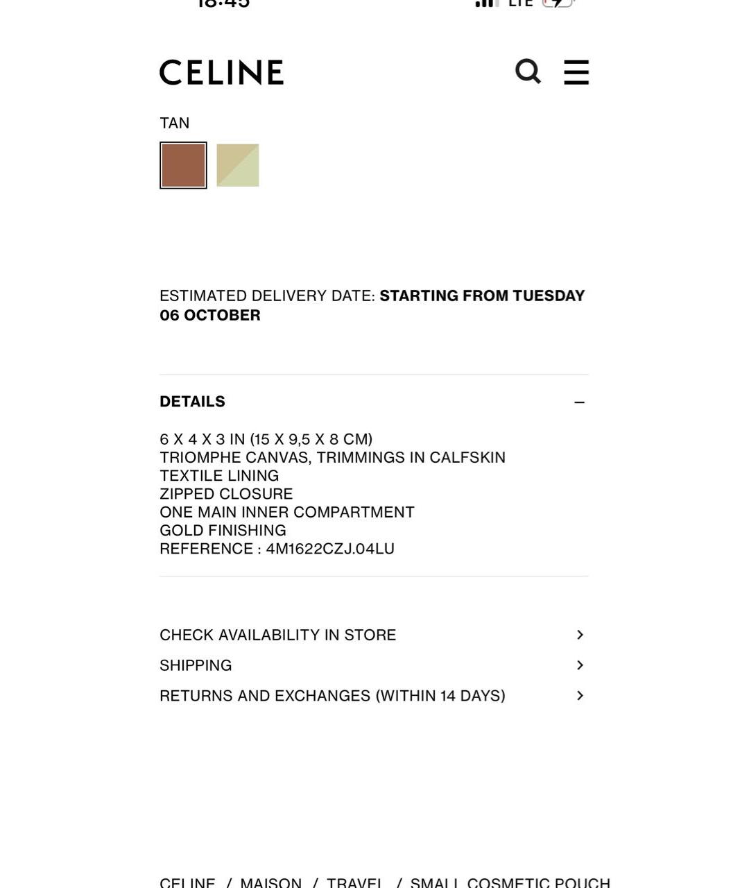 CELINE Коричневая косметичка из канвы, фото 4