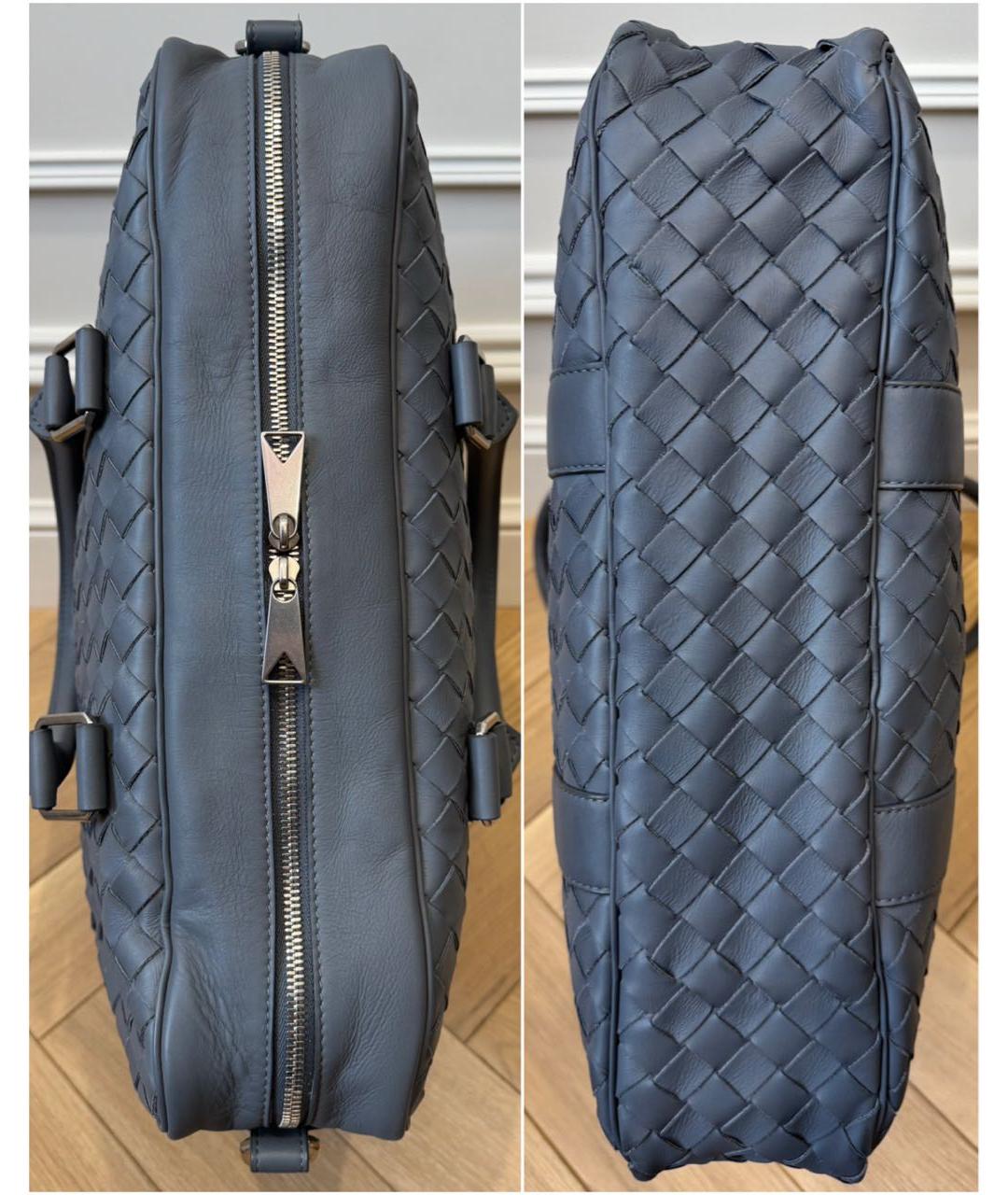 BOTTEGA VENETA Серый кожаный портфель, фото 4