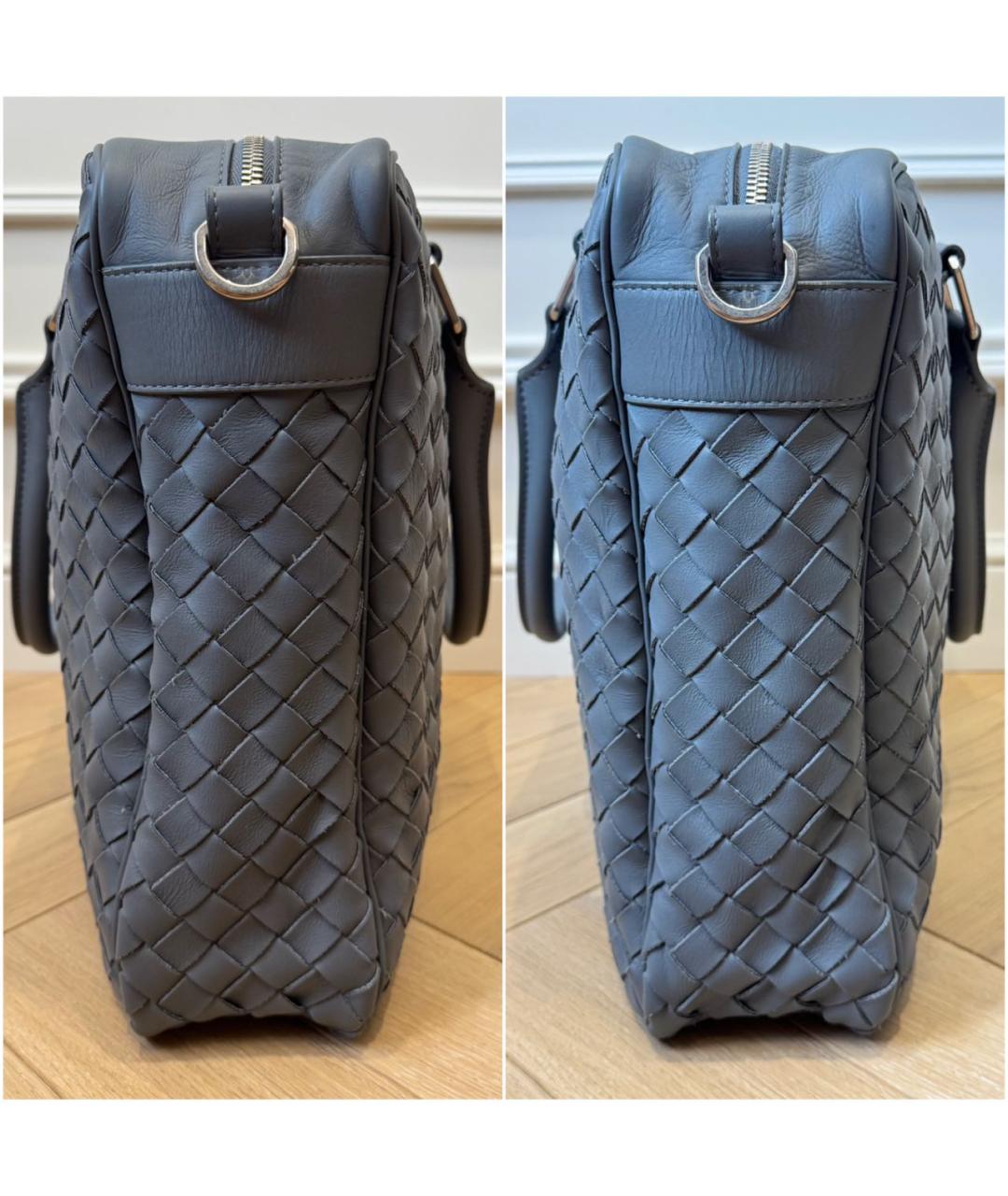 BOTTEGA VENETA Серый кожаный портфель, фото 3