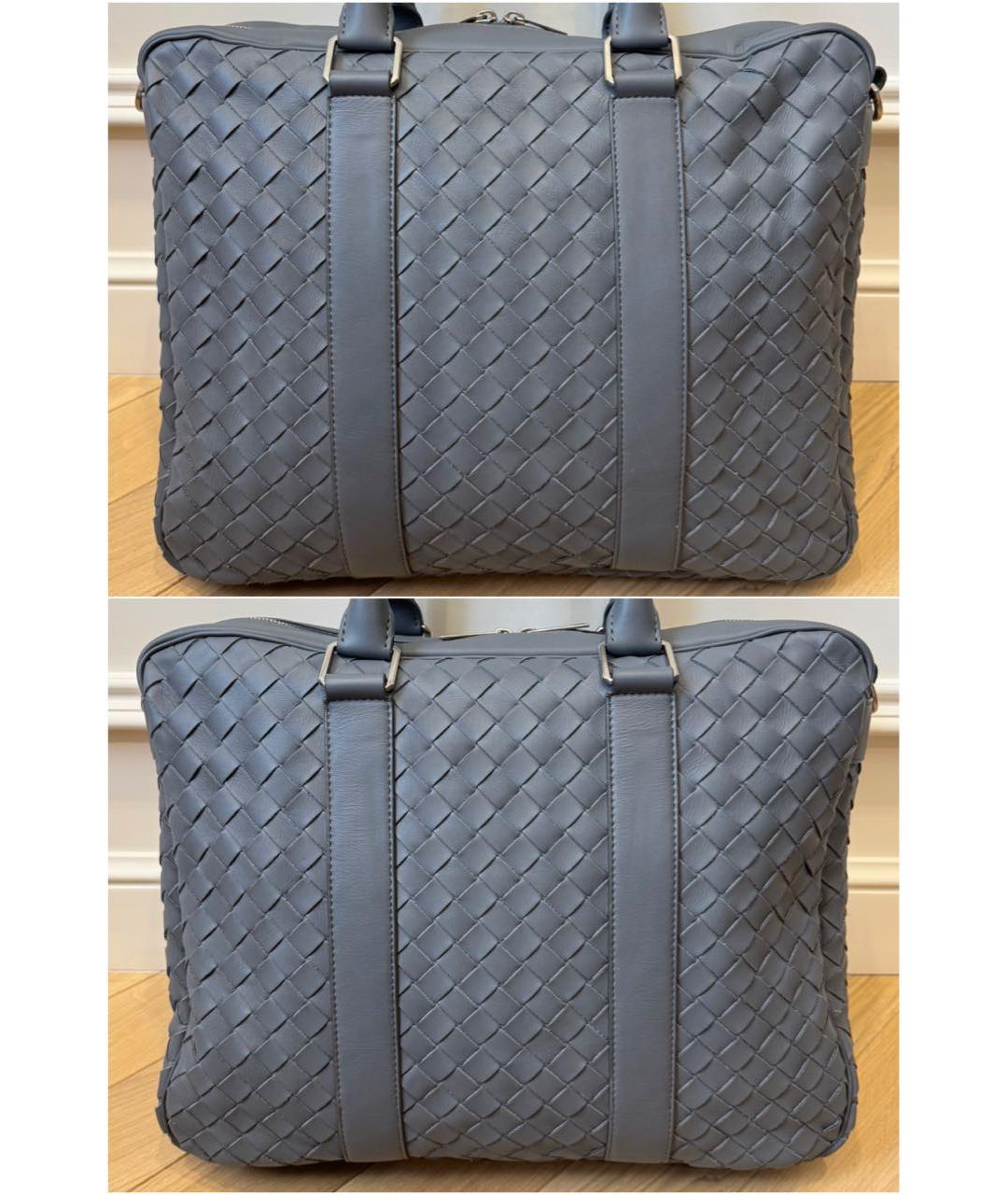 BOTTEGA VENETA Серый кожаный портфель, фото 2