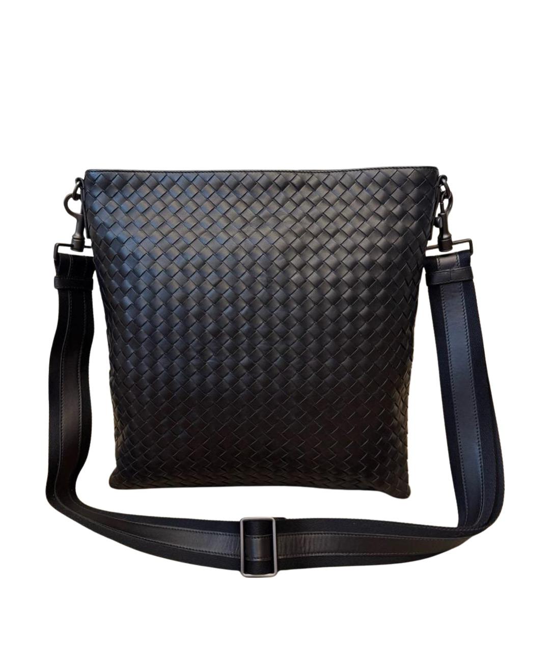 BOTTEGA VENETA Черная кожаная сумка на плечо, фото 1