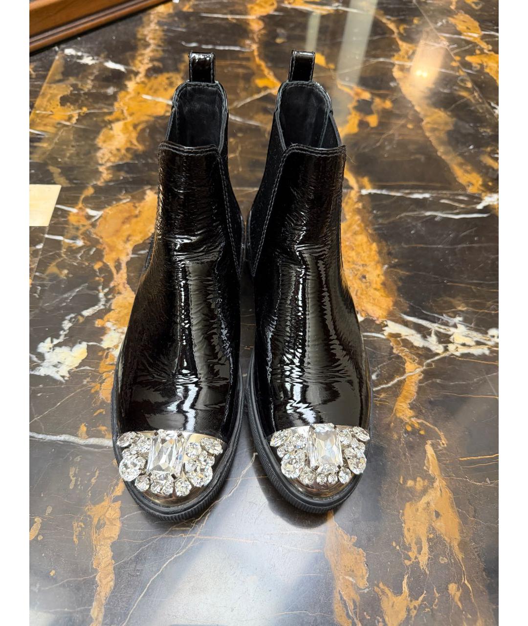 MIU MIU Черные ботинки из лакированной кожи, фото 2