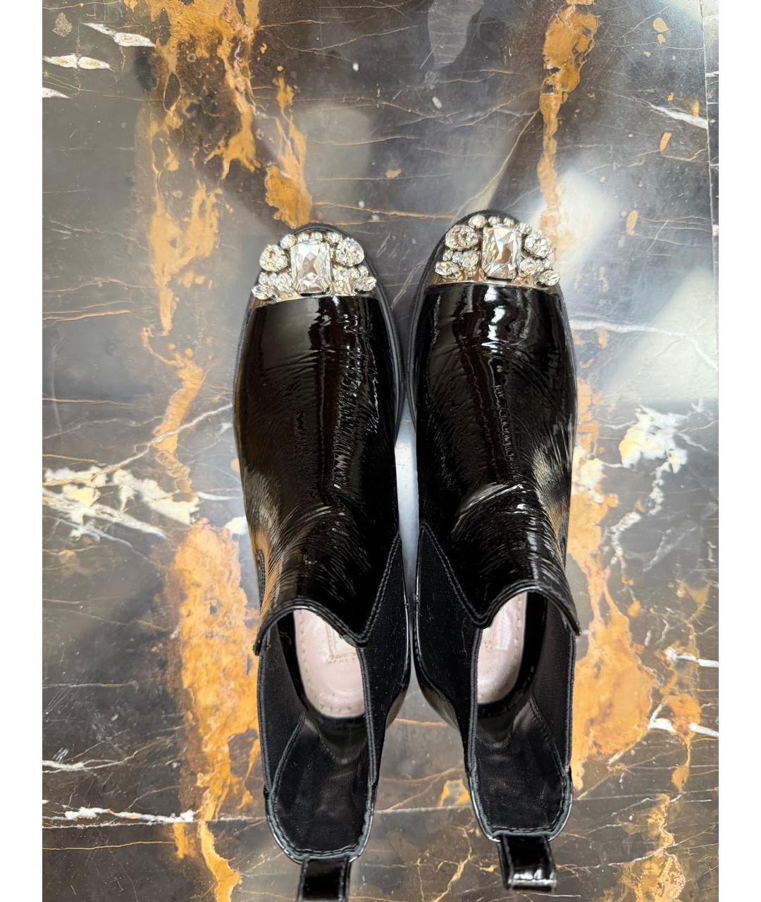 MIU MIU Черные ботинки из лакированной кожи, фото 3