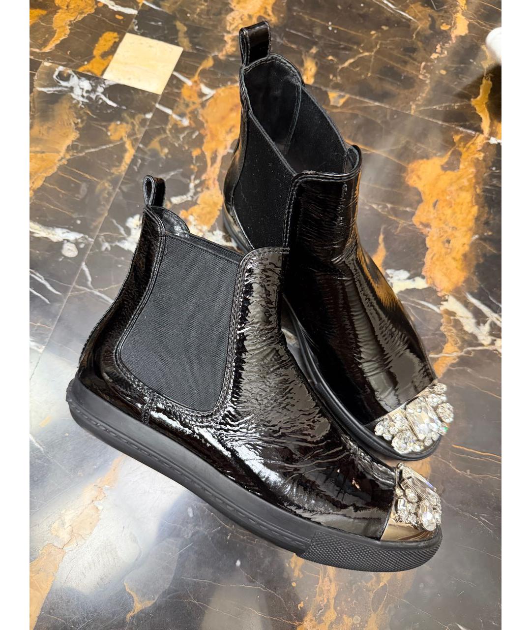 MIU MIU Черные ботинки из лакированной кожи, фото 5