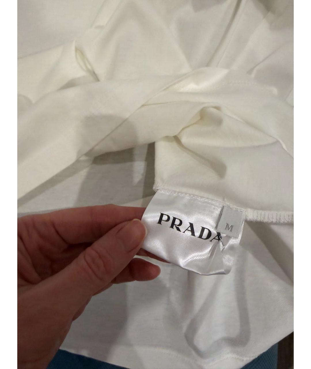 PRADA Белая хлопковая футболка, фото 6
