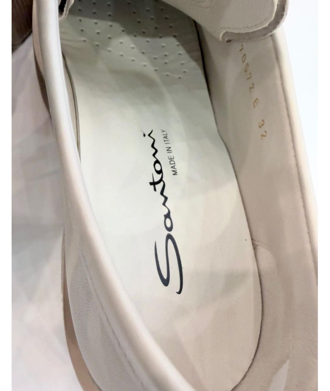 SANTONI Бежевые кожаные брогги и оксфорды, фото 6
