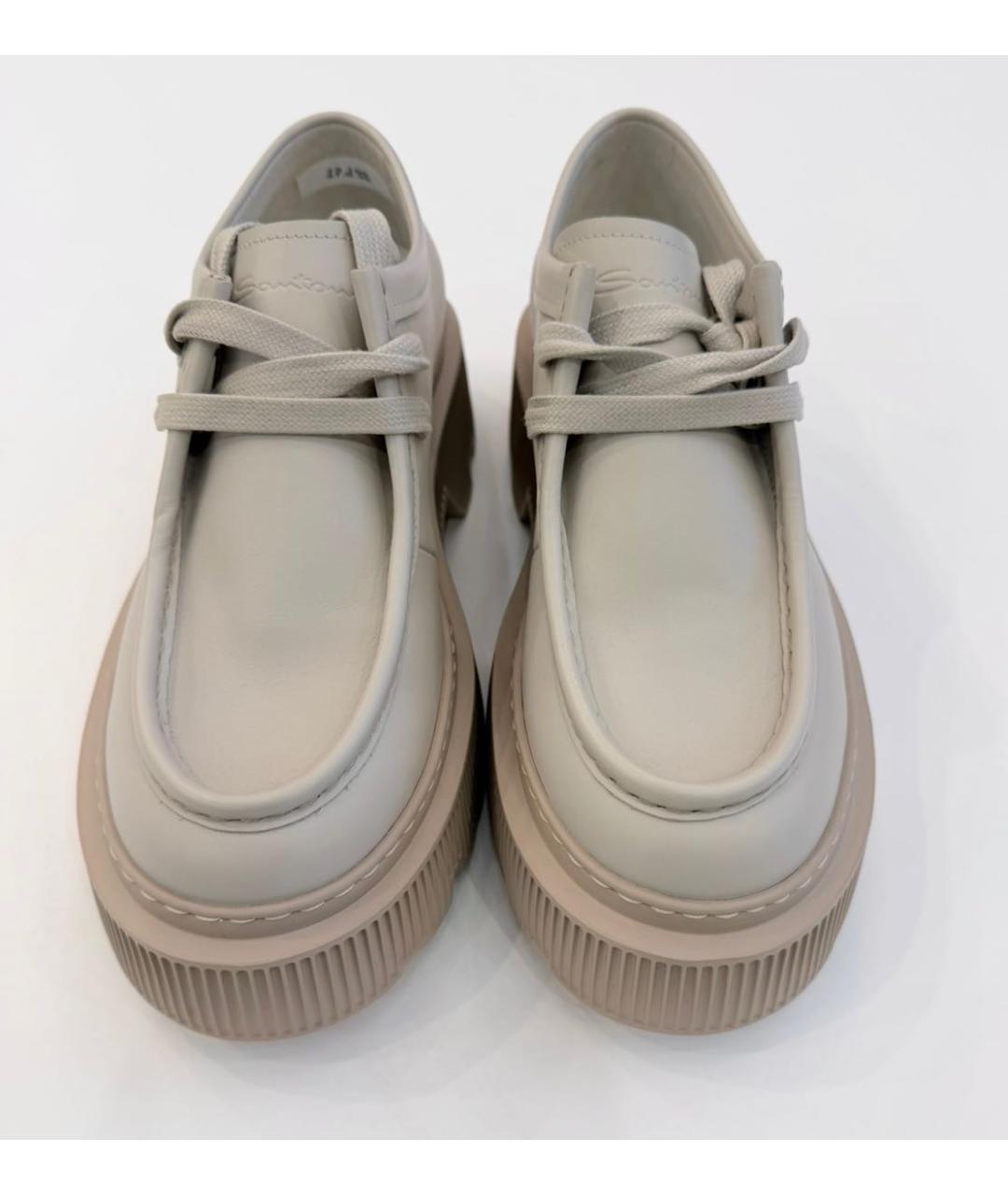 SANTONI Бежевые кожаные брогги и оксфорды, фото 2
