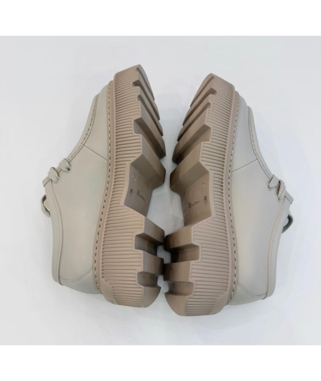 SANTONI Бежевые кожаные брогги и оксфорды, фото 7