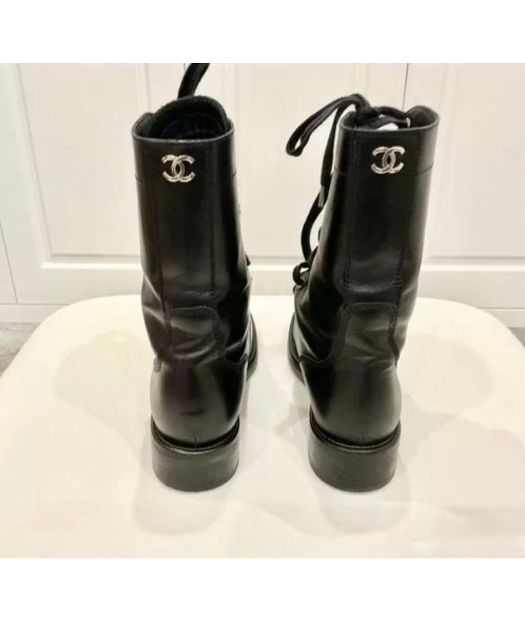 CHANEL Черные кожаные ботинки, фото 2