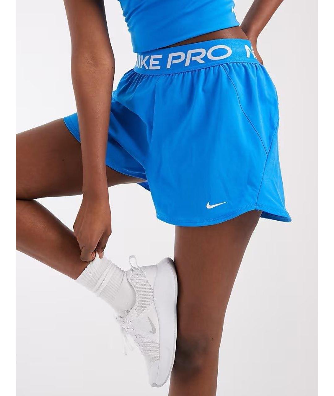 NIKE Синие полиэстеровые шорты, фото 8