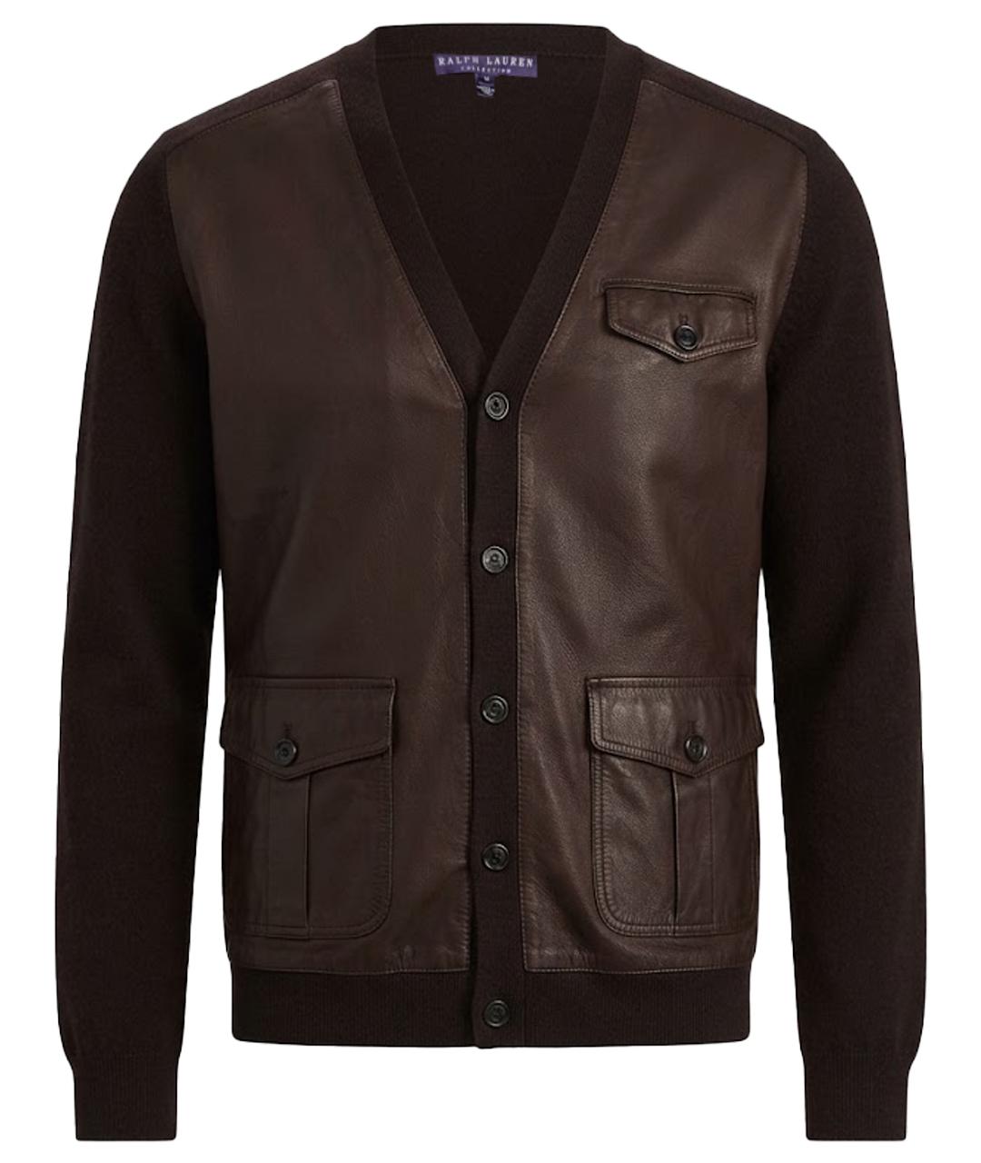 RALPH LAUREN PURPLE LABEL Коричневый кашемировый кардиган, фото 1