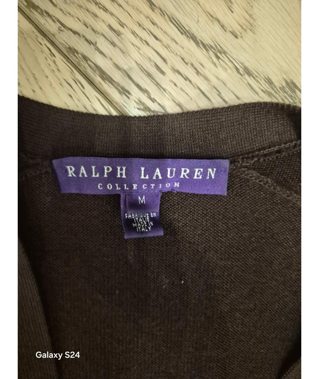 RALPH LAUREN PURPLE LABEL Коричневый кашемировый кардиган, фото 2