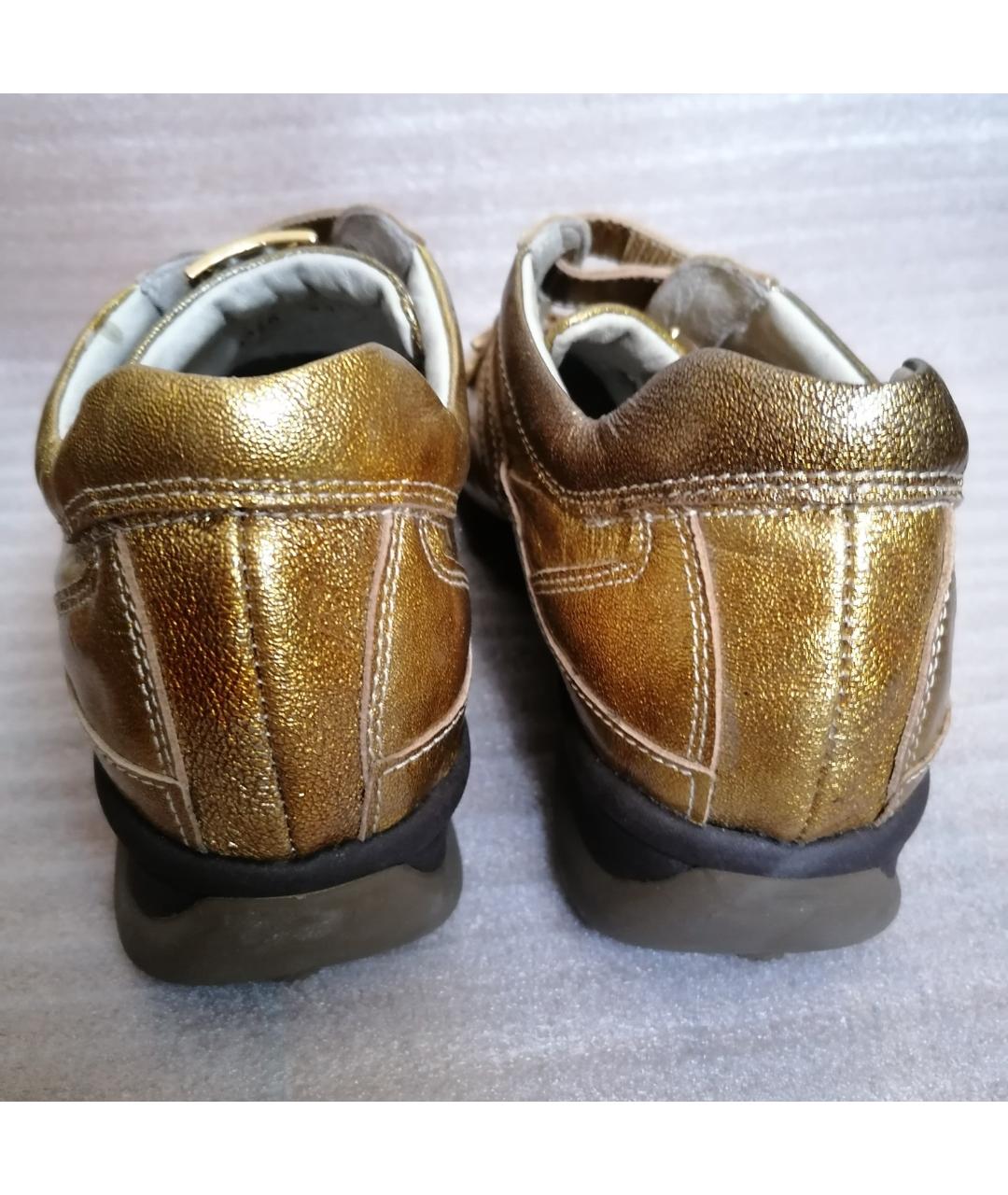 CESARE PACIOTTI Золотые кожаные кроссовки, фото 4