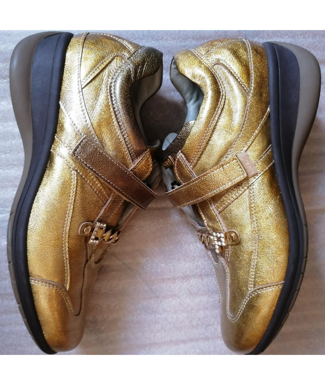 CESARE PACIOTTI Золотые кожаные кроссовки, фото 3