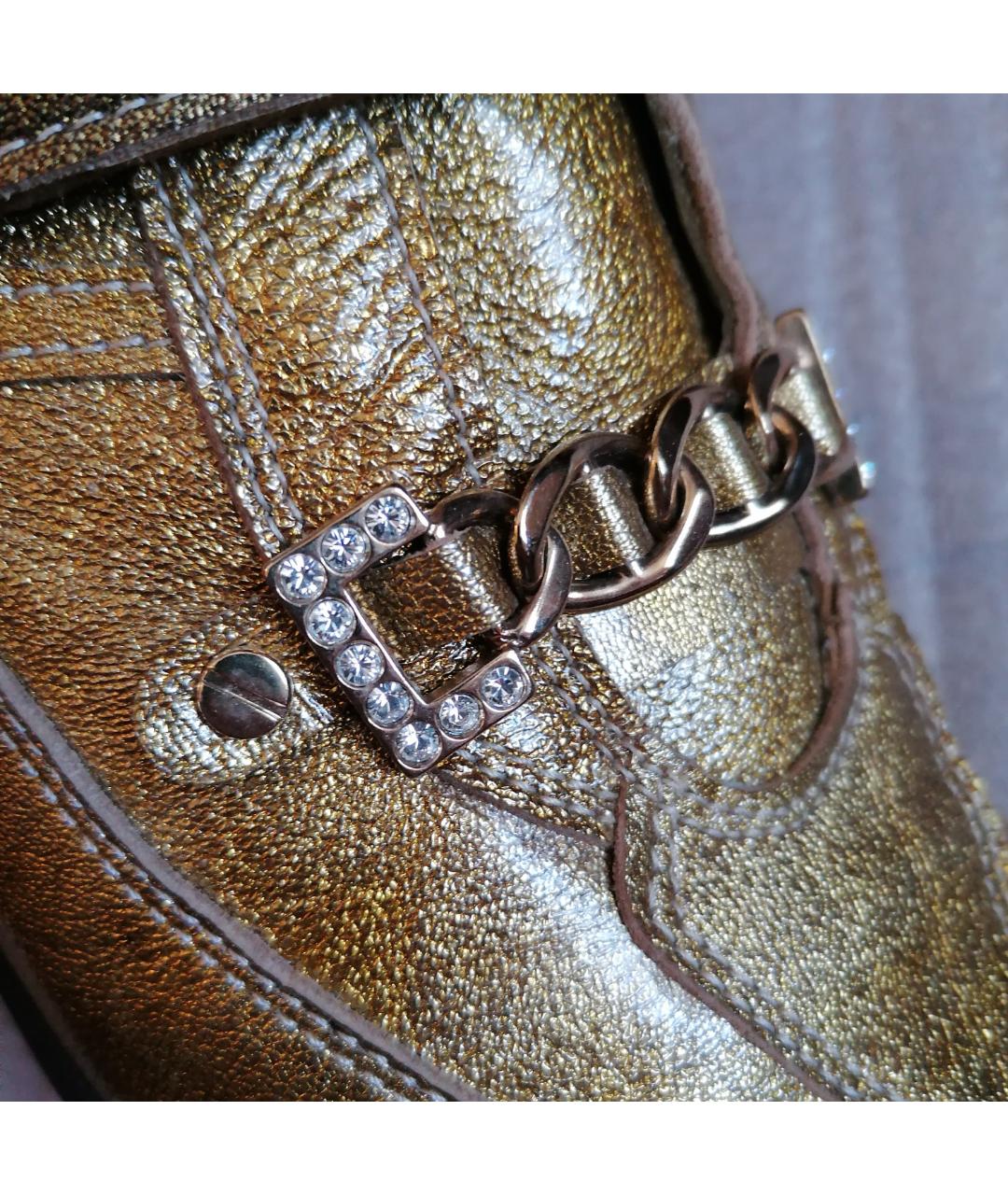 CESARE PACIOTTI Золотые кожаные кроссовки, фото 6