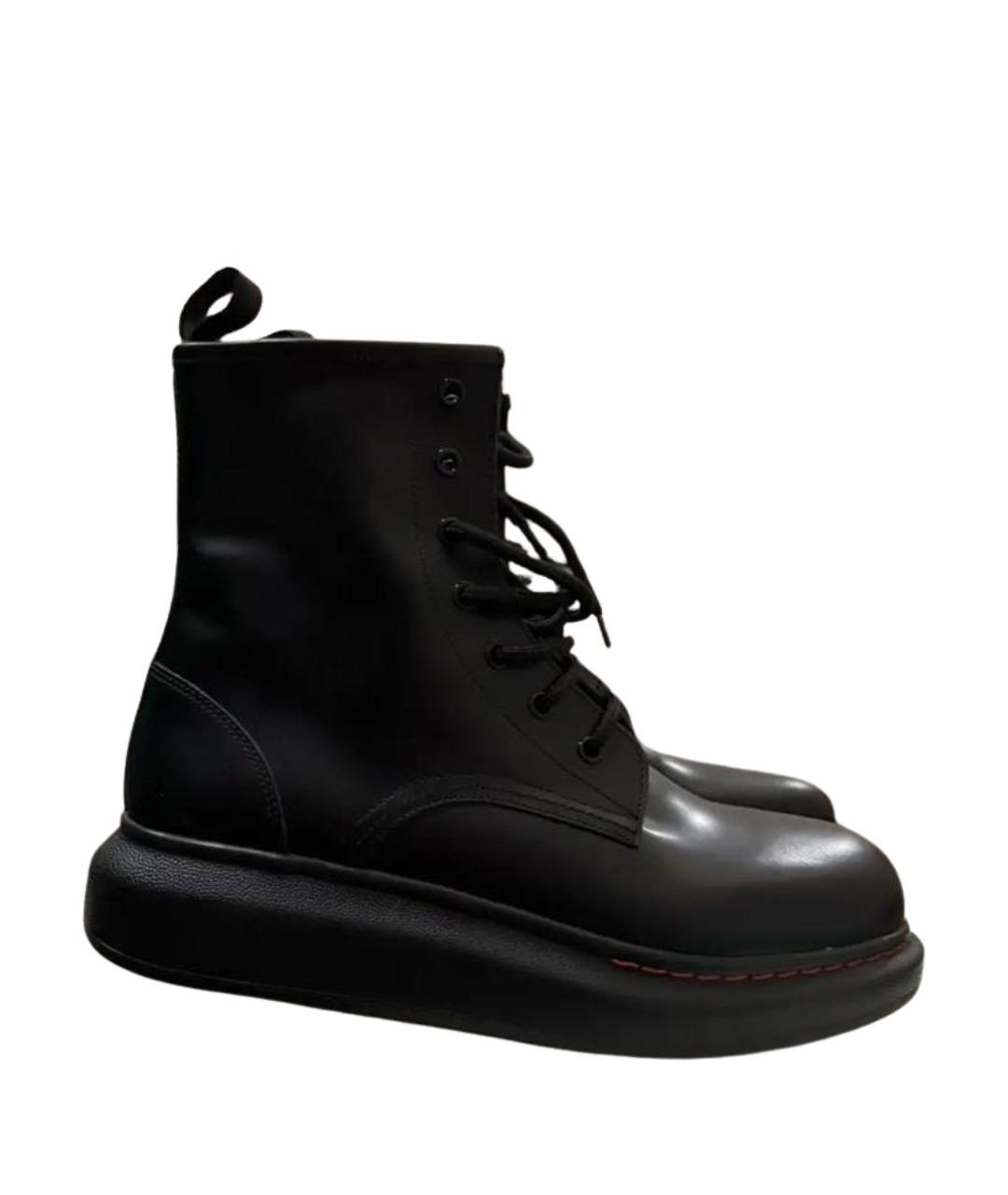 ALEXANDER MCQUEEN Черные кожаные ботинки, фото 1