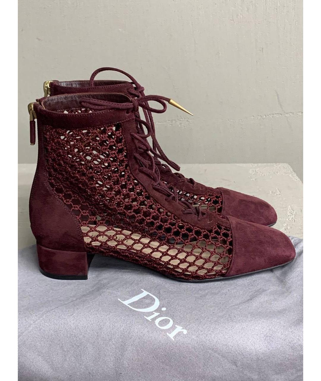 CHRISTIAN DIOR Бордовые замшевые ботильоны, фото 7
