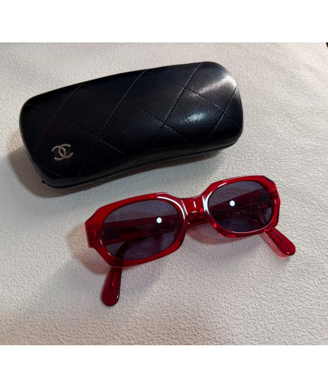 CHANEL Красные пластиковые солнцезащитные очки, фото 6