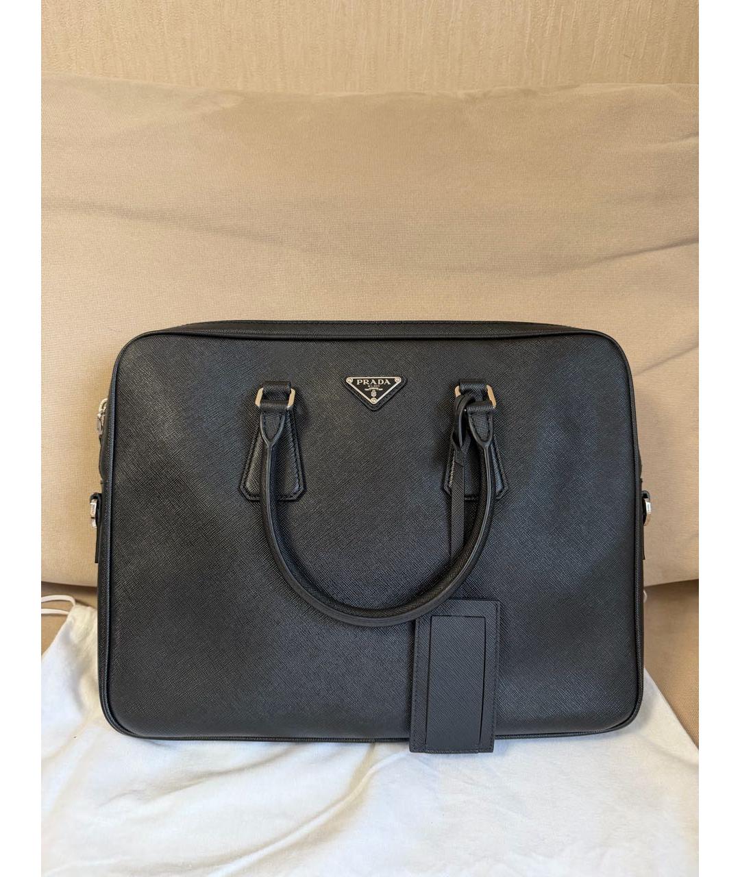 PRADA Черный кожаный портфель, фото 2