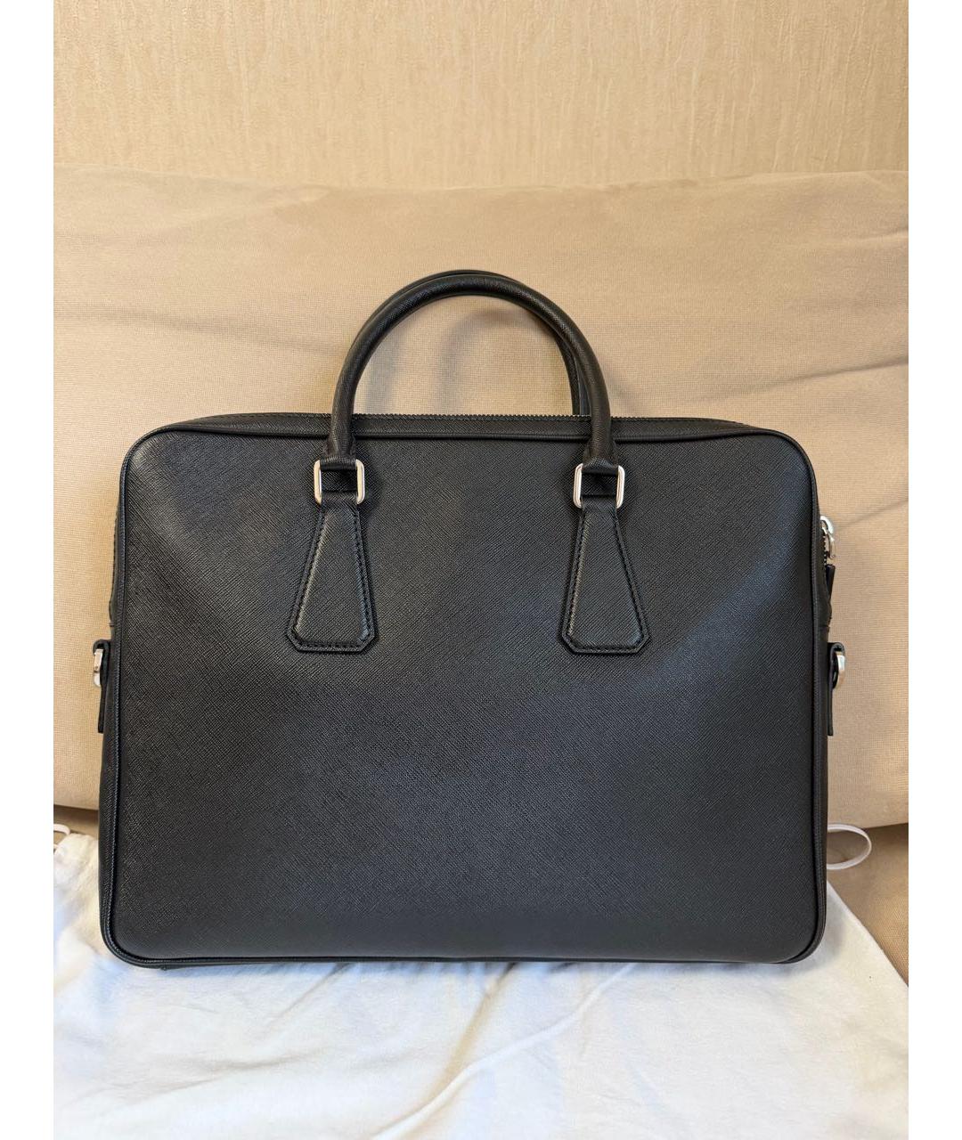 PRADA Черный кожаный портфель, фото 4