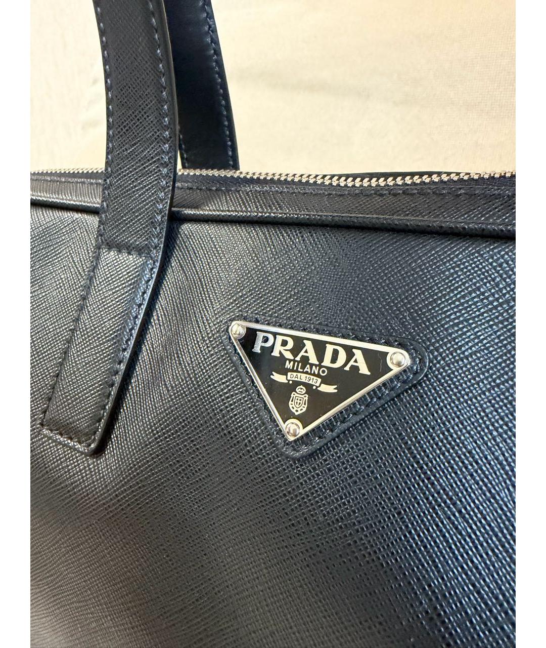 PRADA Черный кожаный портфель, фото 2