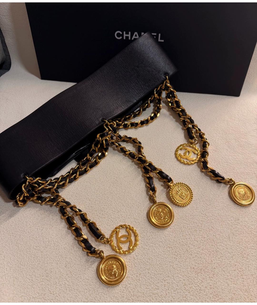 CHANEL Черный кожаный ремень, фото 2