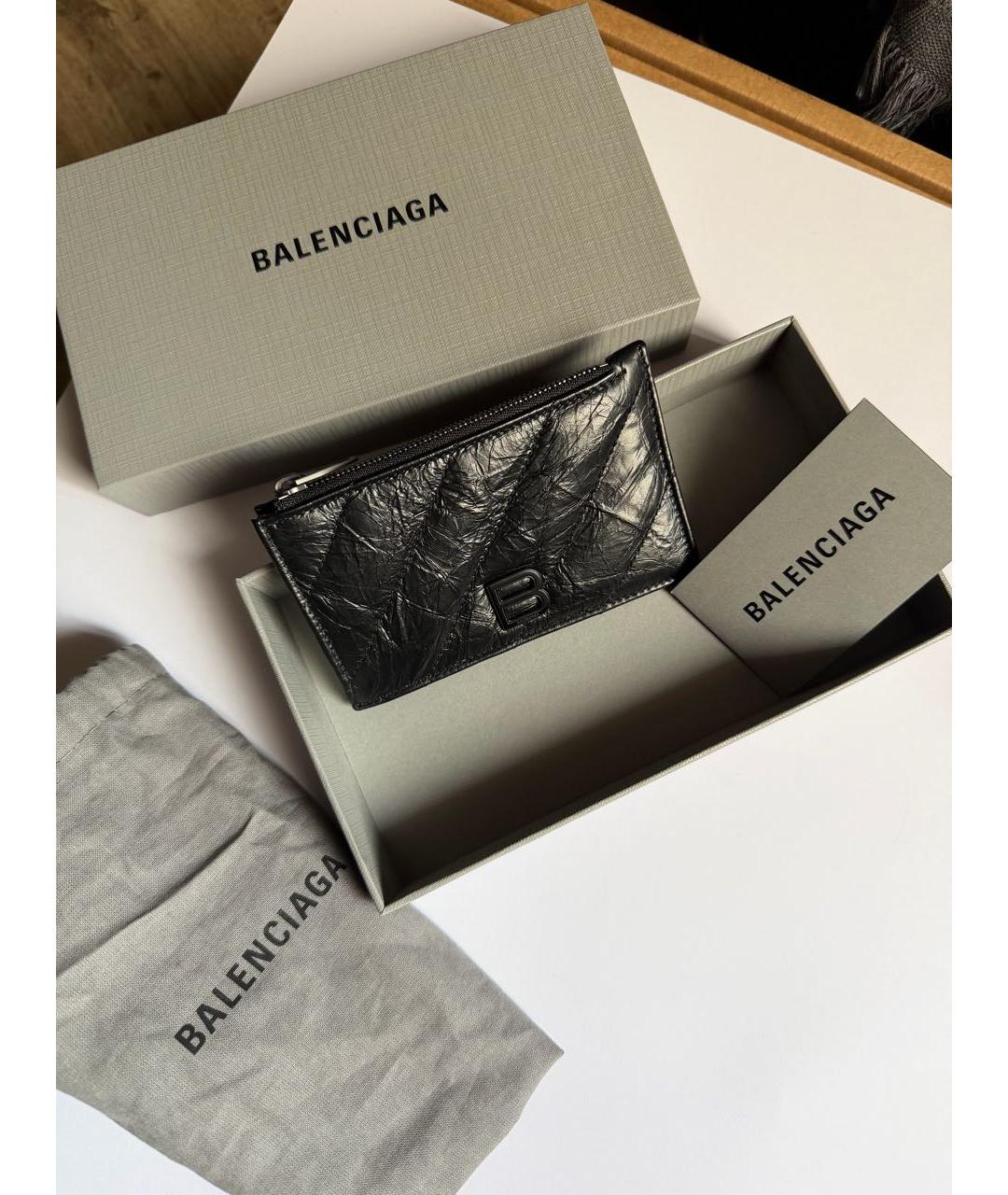 BALENCIAGA Черный кожаный кошелек, фото 4