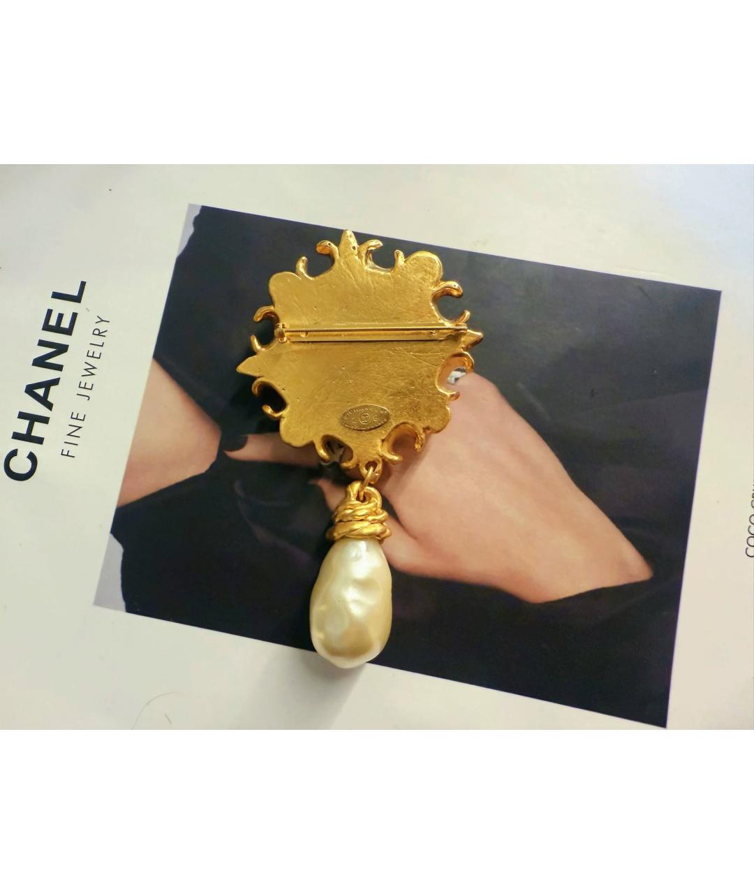CHANEL Золотая жемчужная булавка / брошь, фото 4
