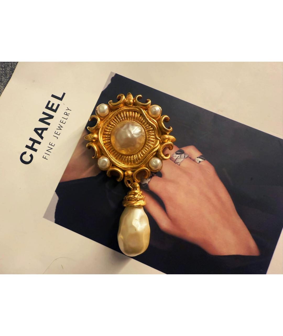 CHANEL Золотая жемчужная булавка / брошь, фото 2
