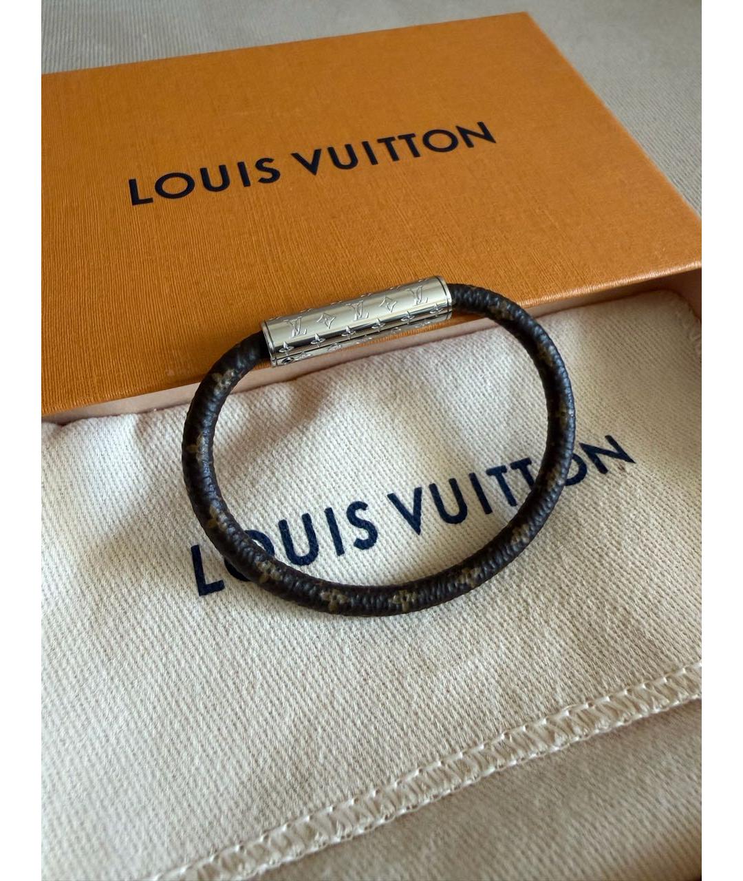 LOUIS VUITTON Коричневый кожаный браслет, фото 4