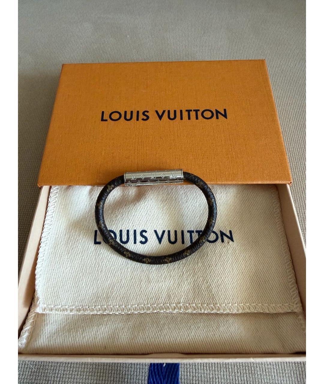 LOUIS VUITTON Коричневый кожаный браслет, фото 2