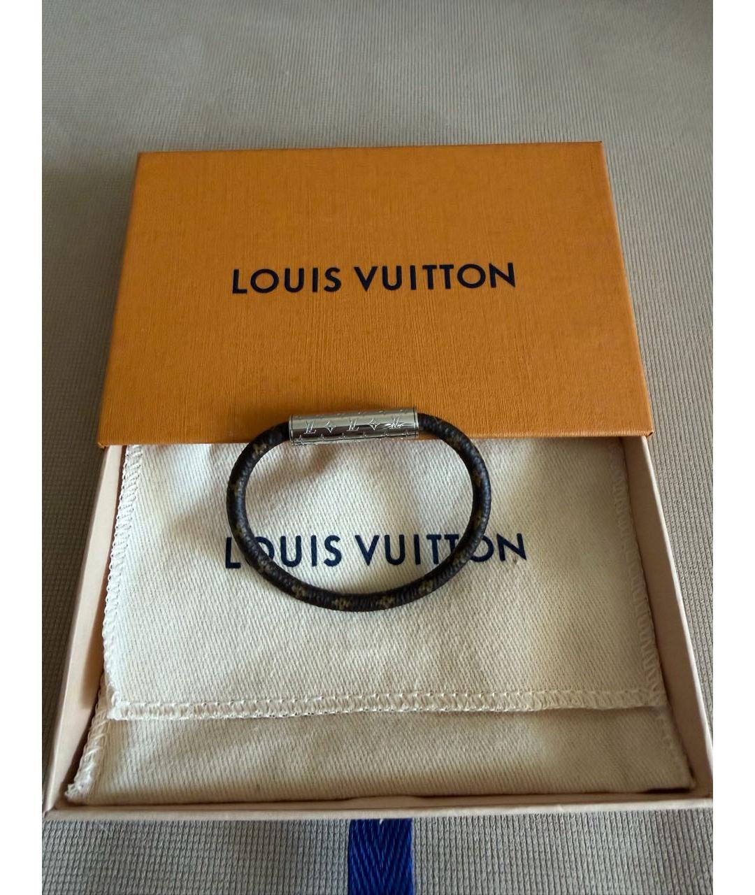 LOUIS VUITTON Коричневый кожаный браслет, фото 3