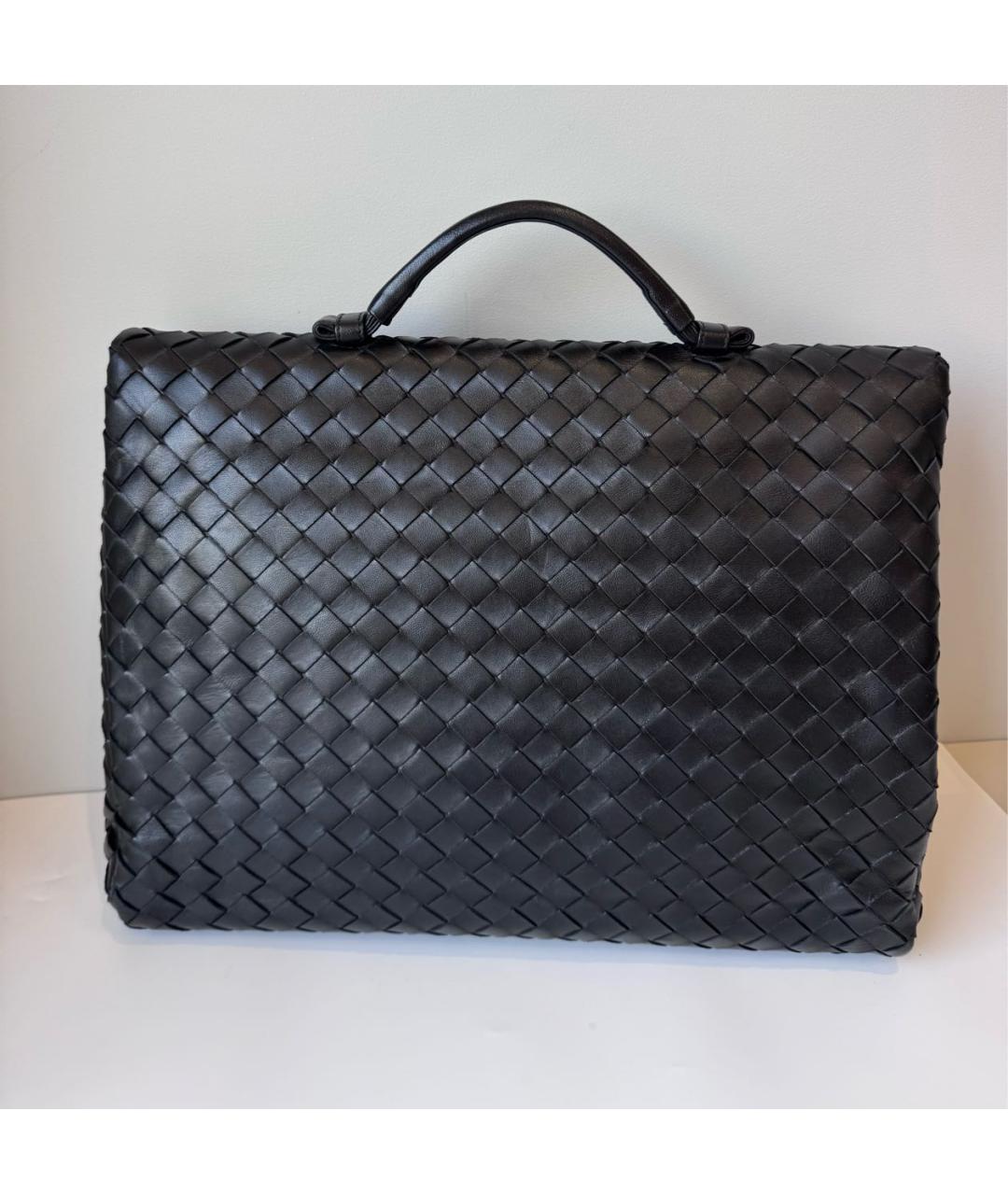 BOTTEGA VENETA Черный кожаный портфель, фото 4