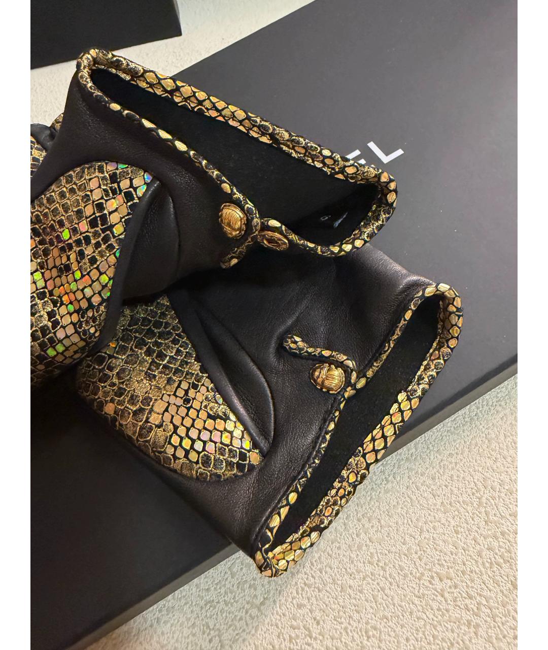 CHANEL Золотые кожаные митенки, фото 7