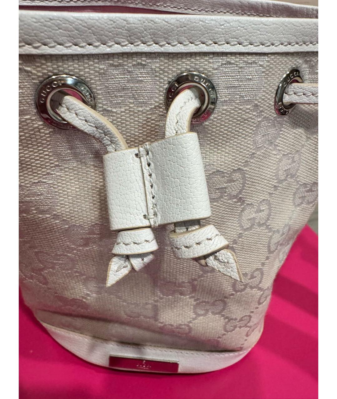 GUCCI Белая сумка через плечо из канвы, фото 6