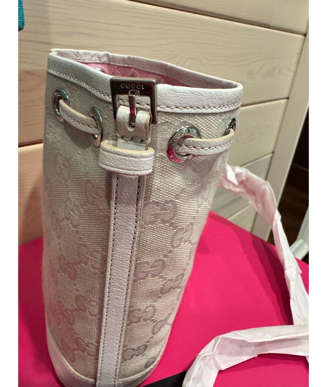 GUCCI Белая сумка через плечо из канвы, фото 3