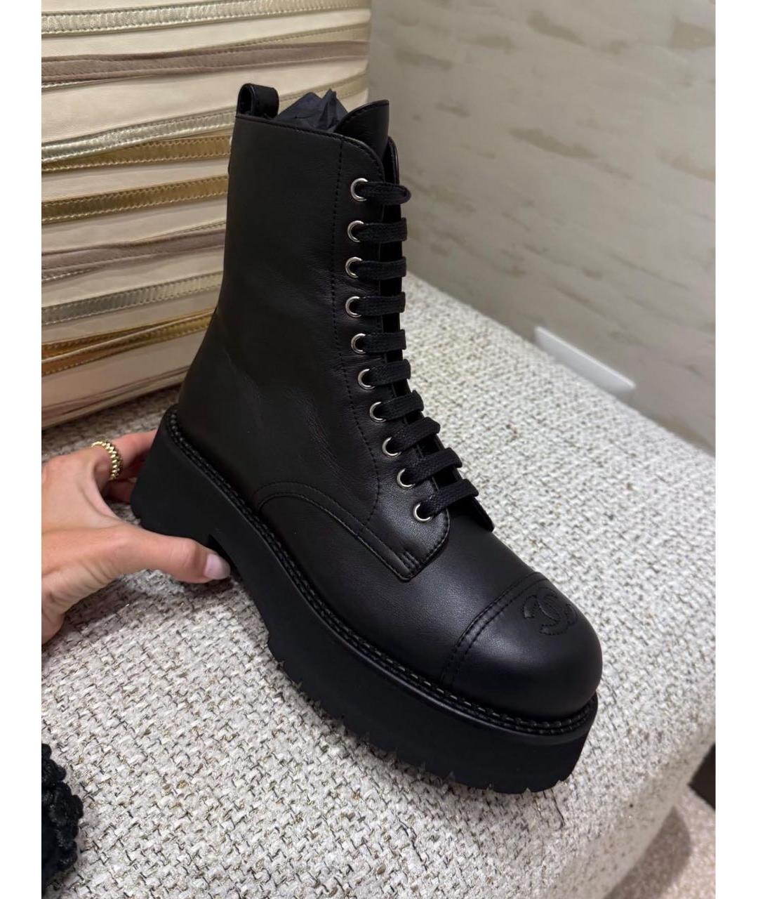 CHANEL Черные кожаные ботинки, фото 3