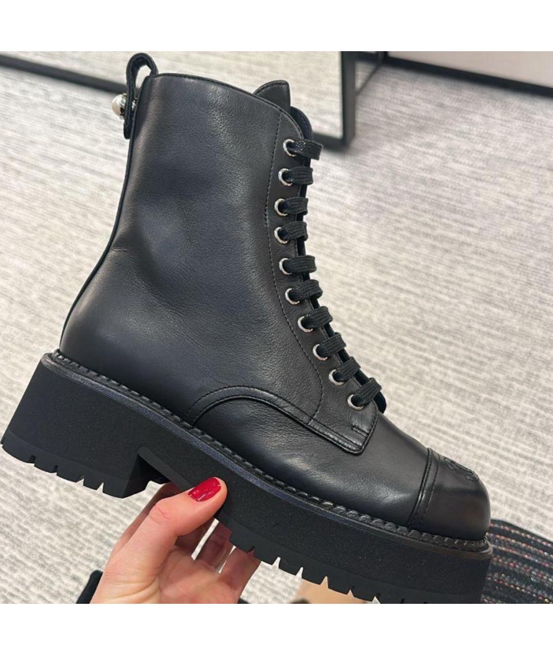 CHANEL Черные кожаные ботинки, фото 9