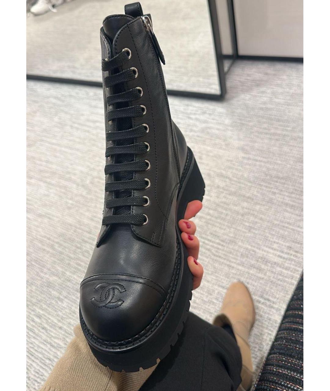 CHANEL Черные кожаные ботинки, фото 6