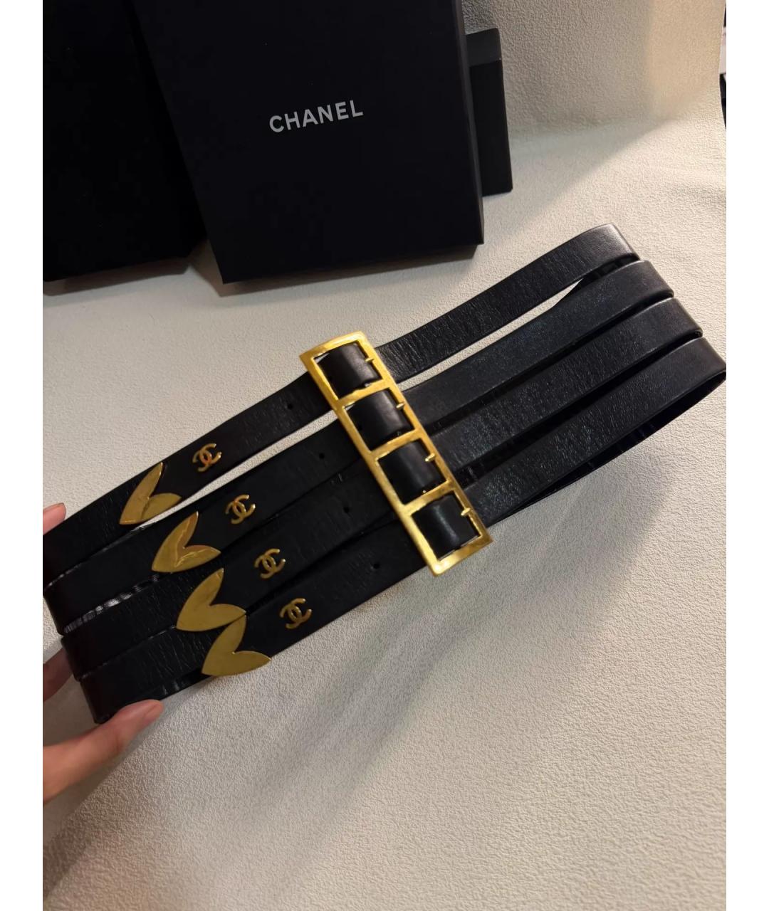 CHANEL Черный кожаный ремень, фото 2