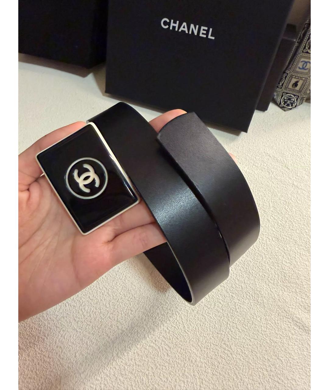 CHANEL Черный кожаный ремень, фото 2