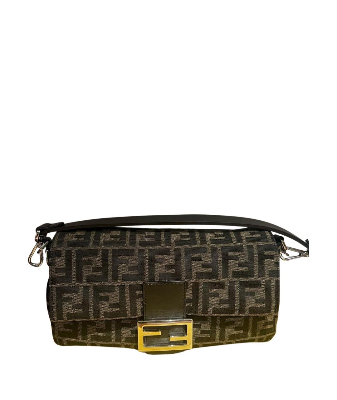 FENDI Коричневая сумка с короткими ручками из канвы, фото 1
