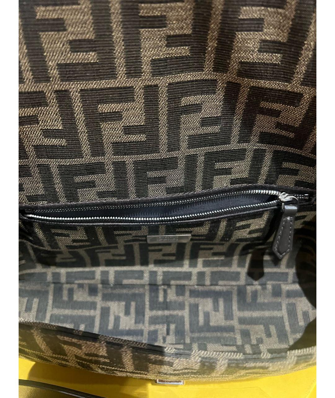FENDI Коричневая сумка с короткими ручками из канвы, фото 3