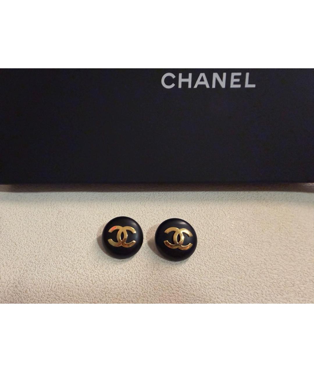 CHANEL Черные металлические серьги, фото 6