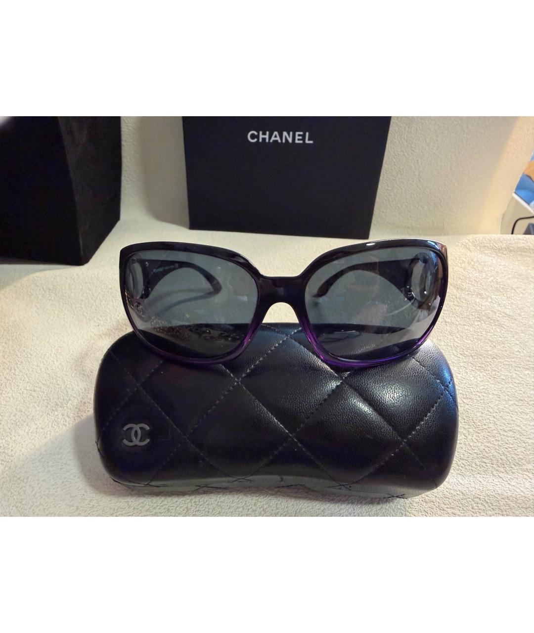 CHANEL Фиолетовые пластиковые солнцезащитные очки, фото 5