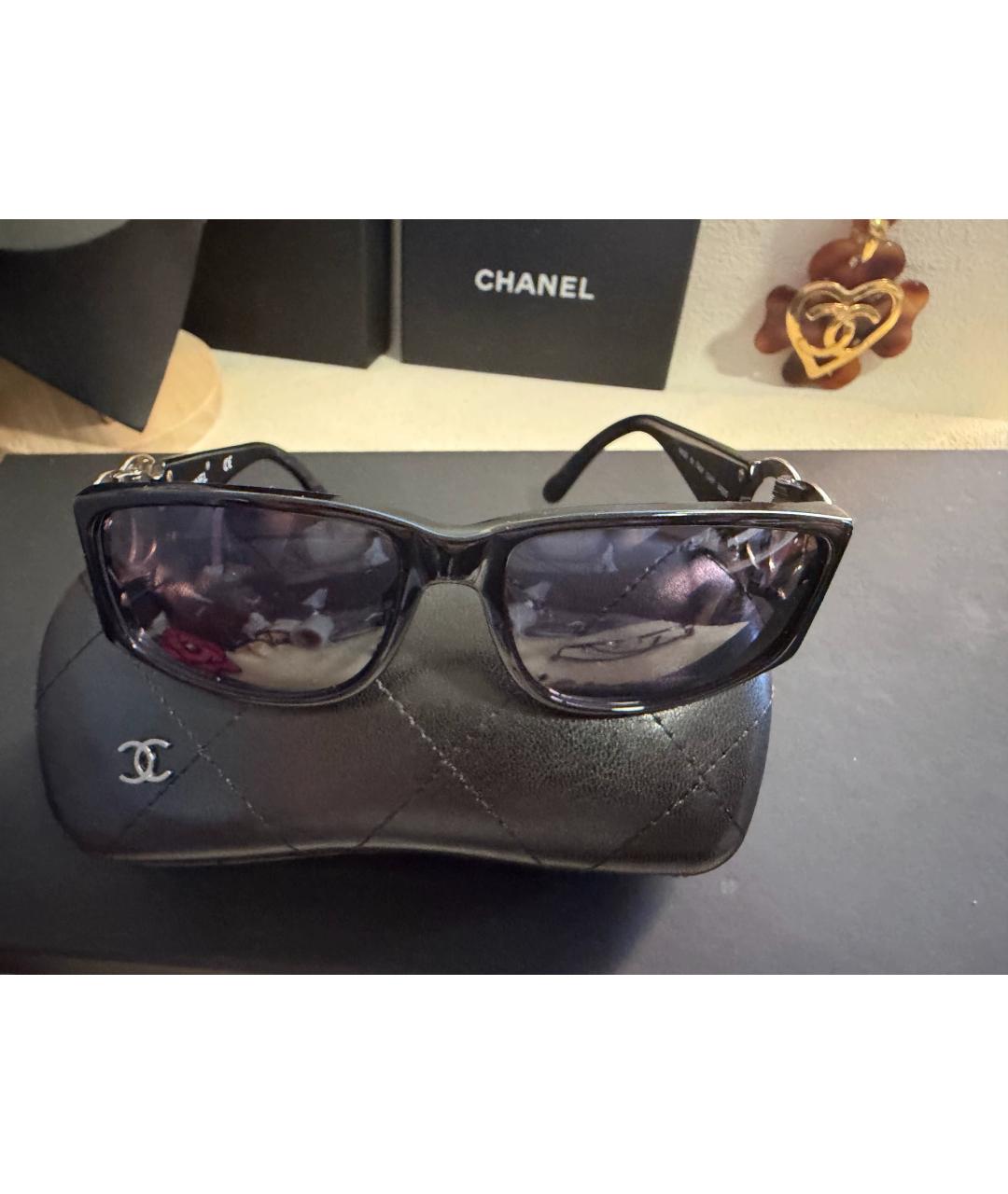 CHANEL Черные пластиковые солнцезащитные очки, фото 6