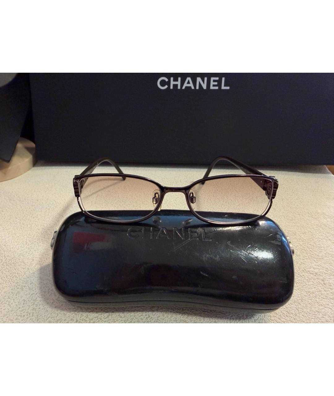 CHANEL Коричневые металлические солнцезащитные очки, фото 2