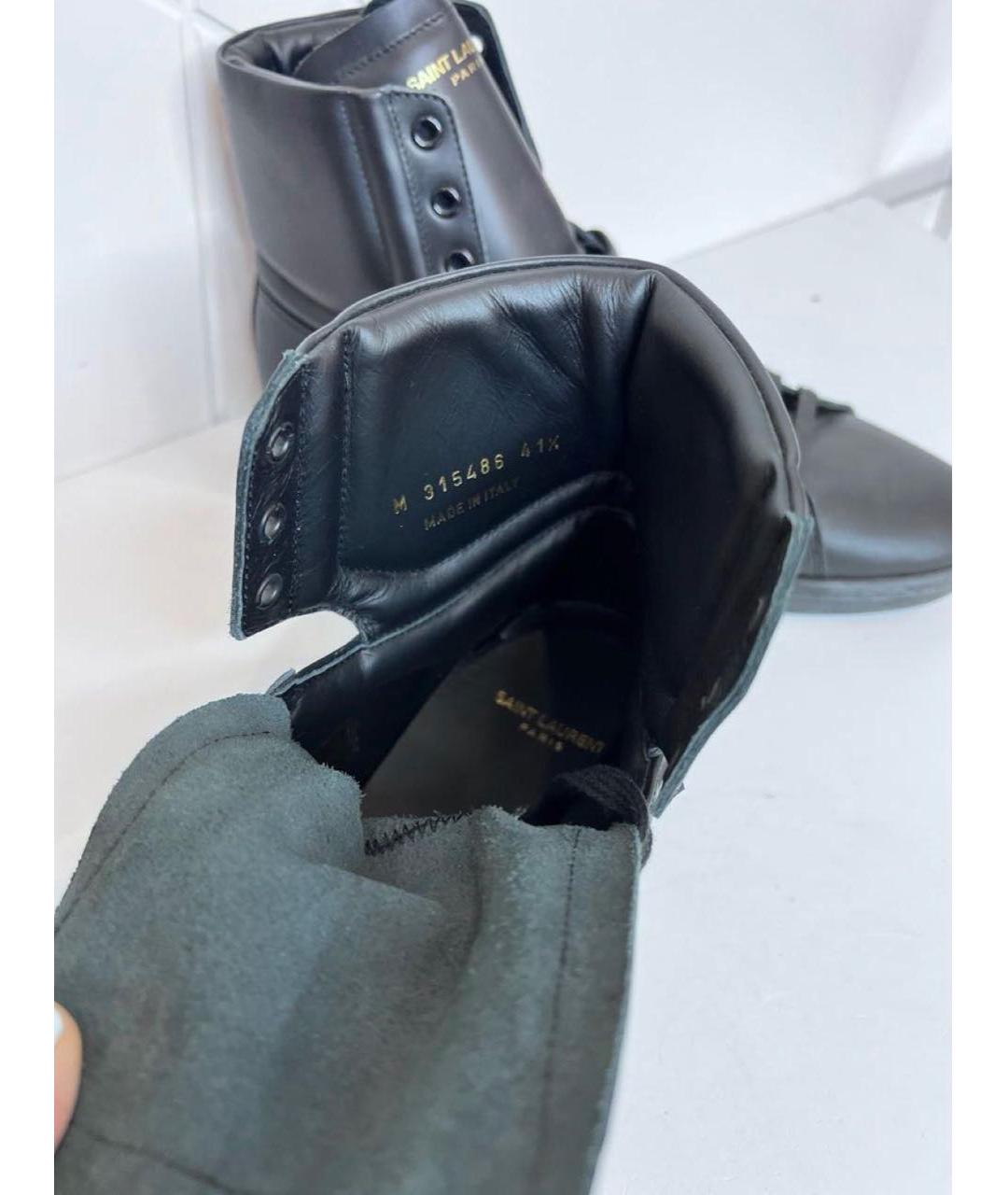 SAINT LAURENT Черные кожаные высокие кроссовки / кеды, фото 3